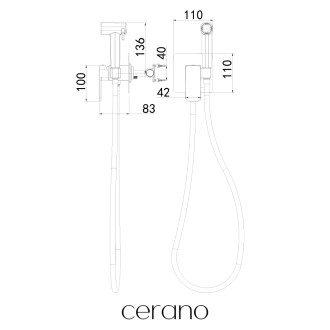 CERANO - Bidetová podomítková baterie Zenira - grafit/gun metal