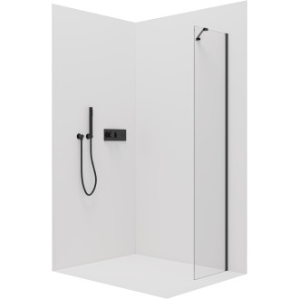 CERANO - Boční stěna Antelo L/P - 6 mm - černá matná, transparentní sklo - 40x190 cm