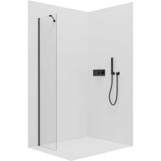 CERANO - Boční stěna Antelo L/P - 6 mm - černá matná, transparentní sklo - 50x190 cm