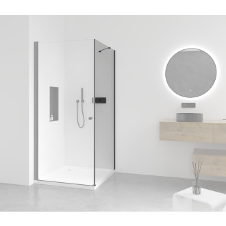 CERANO - Boční stěna Antelo L/P - 6 mm - černá matná, transparentní sklo - 70x190 cm