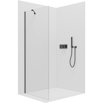 CERANO - Boční stěna Antelo L/P - 6 mm - černá matná, transparentní sklo - 80x190 cm