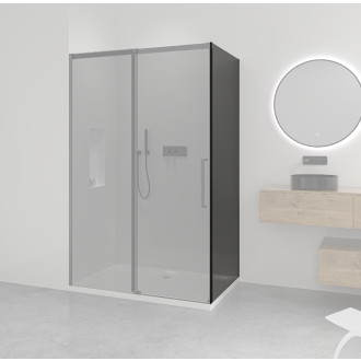 CERANO - Boční stěna Lantono L/P - 8 mm - černá matná, grafitové sklo - 80x195 cm