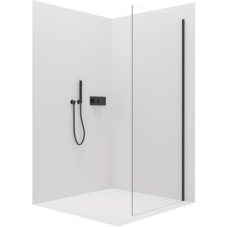 CERANO - Boční stěna Lantono L/P - 8 mm - černá matná, transparentní sklo - 70x195 cm