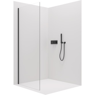 CERANO - Boční stěna Lantono L/P - 8 mm - černá matná, transparentní sklo - 90x195 cm