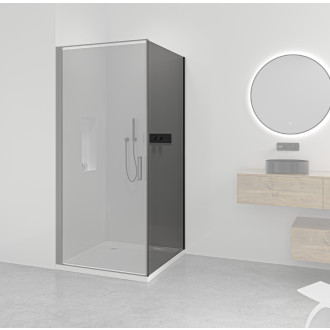 CERANO - Boční stěna Porte L/P - 8 mm - černá matná, grafitové sklo - 90x195 cm