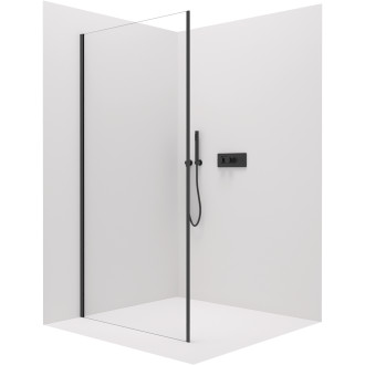 CERANO - Boční stěna Porte L/P - 8 mm - černá matná, transparentní sklo - 80x195 cm