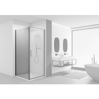 CERANO - Boční stěna Porte L/P - 8 mm - černá matná, transparentní sklo - 80x195 cm