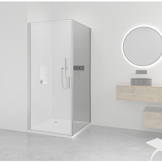 CERANO Sprchová zástěna Porte L/P chrom, transparentní sklo 100x195 cm, pevná CER-413447