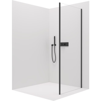 CERANO - Boční stěna Santini a Ferri L/P - 6 mm - černá matná, transparentní sklo - 80x195 cm