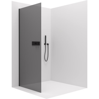 CERANO - Boční stěna Santoro L/P - 8 mm - černá matná, grafitové sklo - 80x195 cm