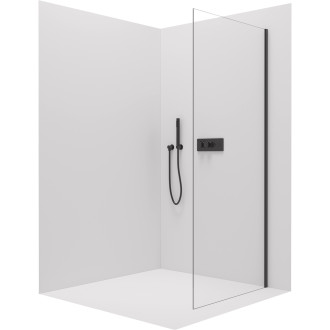 CERANO - Boční stěna Santoro L/P - 8 mm - černá matná, transparentní sklo - 80x195 cm