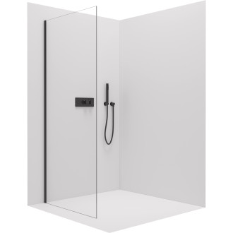 CERANO - Boční stěna Santoro L/P - 8 mm - černá matná, transparentní sklo - 80x195 cm