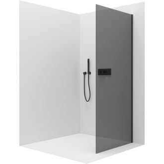 CERANO - Boční stěna Santoro L/P - černá matná, grafitové sklo - 90x195 cm