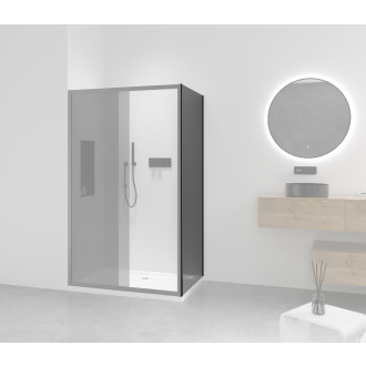 CERANO - Boční stěna Varone L/P - 6 mm - černá matná, grafitové sklo - 100x195 cm