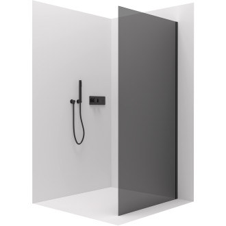 CERANO - Boční stěna Varone L/P - 6 mm - černá matná, grafitové sklo - 70x195 cm