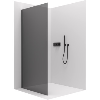 CERANO - Boční stěna Varone L/P - 6 mm - černá matná, grafitové sklo - 80x195 cm