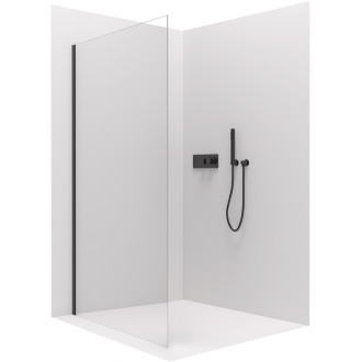 CERANO - Boční stěna Varone L/P - 6 mm - černá matná, transparentní sklo - 80x195 cm