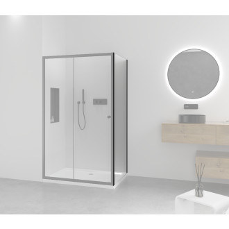 CERANO Sprchová zástěna Varone L/P černá matná, transp.sklo 90x195cm CER-DY505B-90-195-SG