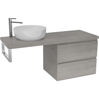 CERANO - Koupelnová skříňka Carole - betonově šedá + deska pod umyvadlo Navira Pro - 36 mm + konzole chrom - 120x46x51,6 cm