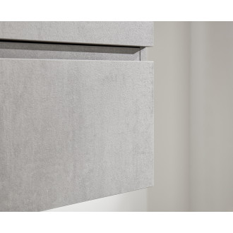 CERANO - Koupelnová skříňka Carole - betonově šedá + deska pod umyvadlo Navira Pro - 36 mm + konzole chrom - 120x51,6x46 cm