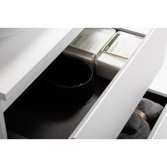 CERANO - Deska pod umyvadlo Navira Pro - 121x46,5x3,6 cm - skříňka Carole 59 cm - bílá matná - konzole černá