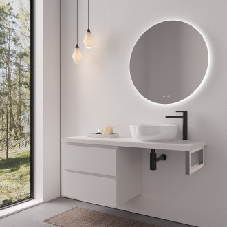 CERANO - Koupelnová skříňka Carole - bílá matná + deska pod umyvadlo Navira Pro - 36 mm + konzole chrom - 120x51,6x46 cm