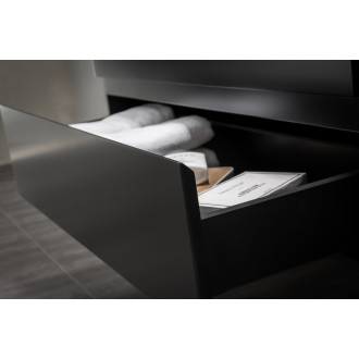 CERANO - Koupelnová skříňka Carole - černá matná + deska pod umyvadlo Navira Pro - 36 mm + konzole černá - 120x51,6x46 cm