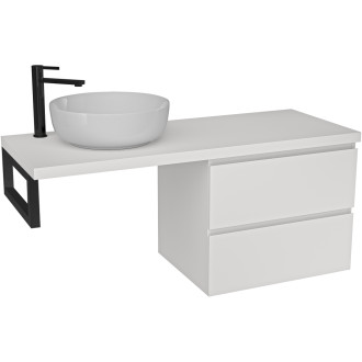 CERANO - Deska pod umyvadlo Navira Pro - 141x46,5x3,6 cm - skříňka Carole 69 cm - bílá matná - konzole černá