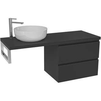 CERANO - Deska pod umyvadlo Navira Pro - 161x46,5x3,6 cm - skříňka Carole 79 cm - černá matná - konzole chrom