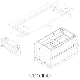 CERANO - Deska pod umyvadlo Navira Pro - 161x46,5x3,6 cm - skříňka Carole 79 cm - dub medový - konzole chrom