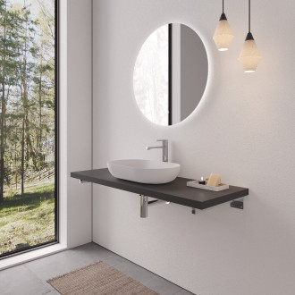 CERANO - Deska pod umyvadlo Navira Pro + 2 skryté konzole - černá matná - 100x3,6x46 cm