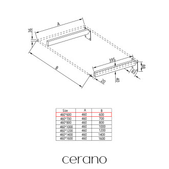 CERANO - Deska pod umyvadlo Navira Pro + 2 skryté konzole - černá matná - 60x3,6x46 cm