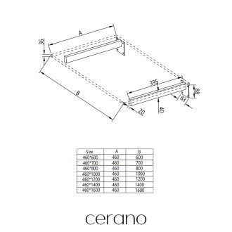 CERANO - Deska pod umyvadlo Navira Pro + 2 skryté konzole - černá matná - 71x46,5x3,6 cm