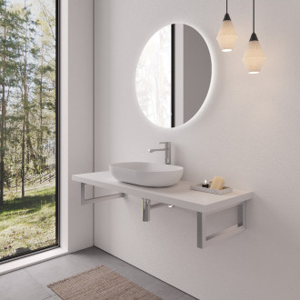 CERANO - Deska pod umyvadlo Navira Pro + podpěrná konzole - bílá matná - 141x46,5x3,6 cm