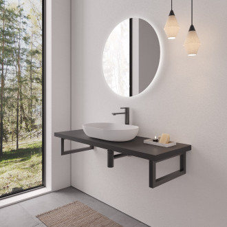 CERANO - Deska pod umyvadlo Navira Pro + podpěrná konzole - černá matná - 161x46,5x3,6 cm