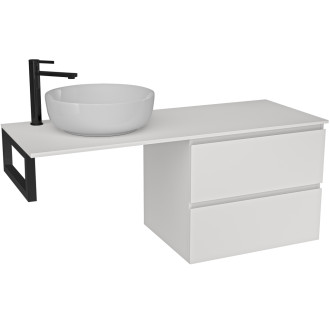 CERANO - Koupelnová skříňka Carole - bílá matná + deska pod umyvadlo Navira Slim - 18 mm + konzole černá - 120x46x49,8 cm