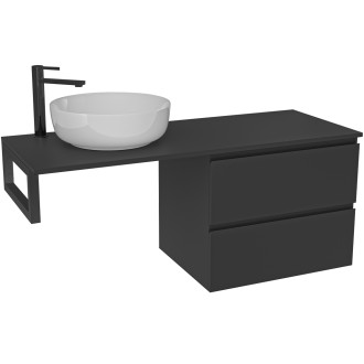 CERANO - Koupelnová skříňka Carole - černá matná + deska pod umyvadlo Navira Slim - 18 mm + konzole černá - 120x49,8x46 cm