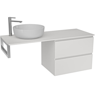 CERANO - Deska pod umyvadlo Navira Slim - 141x46,5x1,8 cm - skříňka Carole 69 cm - bílá matná - konzole chrom
