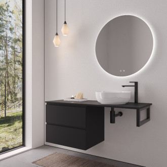 CERANO - Deska pod umyvadlo Navira Slim - 161x46,5x1,8 cm - skříňka Carole 79 cm - černá matná - konzole černá