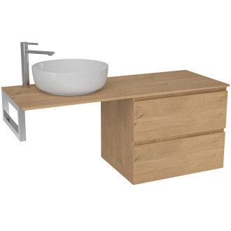 CERANO - Deska pod umyvadlo Navira Slim - 161x46,5x1,8 cm - skříňka Carole 79 cm - dub medový - konzole chrom