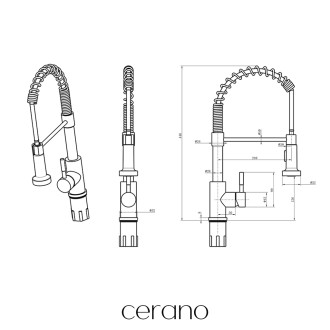 CERANO - Dřezová stojánková baterie Daniela - výsuvná sprška - černá matná