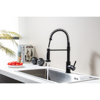 CERANO - Dřezová stojánková baterie Daniela - výsuvná sprška - černá matná