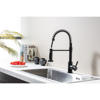 CERANO - Dřezová stojánková baterie Daniela - výsuvná sprška - černá matná