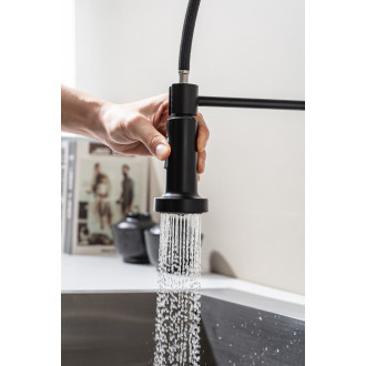 CERANO - Dřezová stojánková baterie Daniela - výsuvná sprška - černá matná