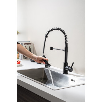 CERANO - Dřezová stojánková baterie Daniela - výsuvná sprška - černá matná