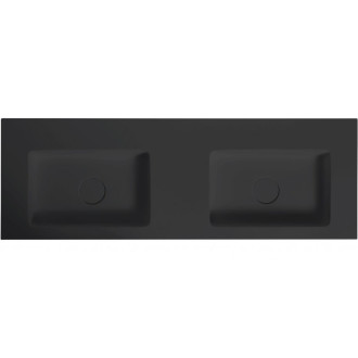 CERANO - Dvojumyvadlo z litého mramoru Dualia s podpěrnou konzolí - nástěnné - černá matná - 133x46x45 cm