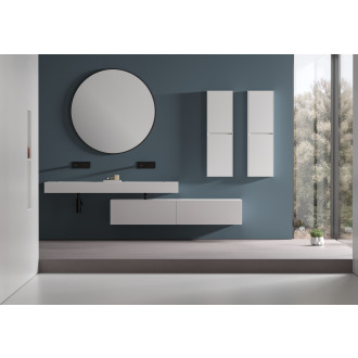 CERANO - Dvojumyvadlo z litého mramoru Geminia - nástěnné - bílá matná - 133x45 cm