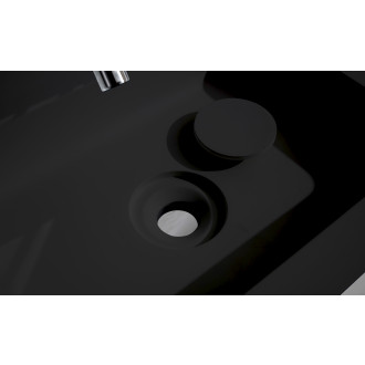 CERANO - Dvojumyvadlo z litého mramoru Geminia - nástěnné - černá matná - 133x45 cm