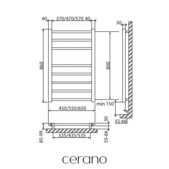 CERANO - Elektrický sušák ručníků Domenico - 128 W - bílá lesklá  - 860x550 mm