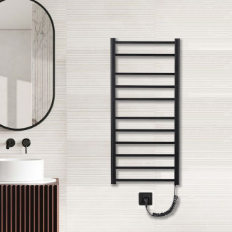 CERANO - Elektrický sušák ručníků Domenico - 187 W - černá matná - 1160x550 mm